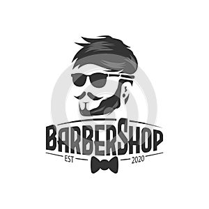Barber Shop Logo Concept Label Retro Illustration