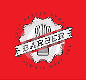 Barber Shop Logo Design. Vintage Label Badge Emblem.