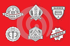 Barber Shop Logo Design. Vintage Label Badge Emblem. Vector Illustration