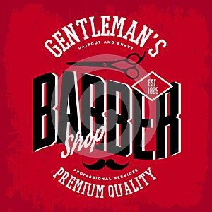 Barber shop logo with scissors and mustache