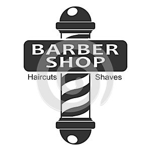 Barber shop pole. Hairdressing saloon icon isolated on white background. Barbershop sign and symbol. Design element for