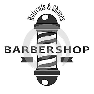 Barber shop pole. Hairdressing saloon icon isolated on white background. Barbershop sign and symbol. Design element for