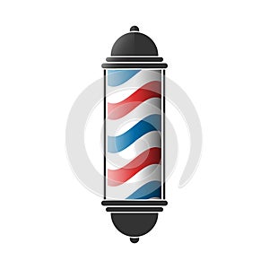 Barber shop pole logo vintage illustration. Men grooming service sign vector isolated on a White Background.