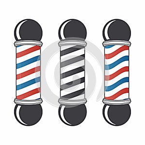 Barber shop pole set. Vintage barber shop sign. Logo design element