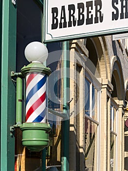 Barber Shop pole and sign