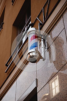 Barber Shop Pole. Symbol of a barbershop Lamp sign