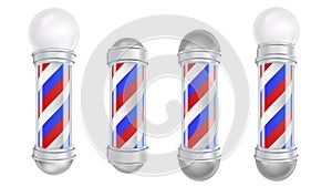 Barber Shop Pole Vector. 3D Classic Barber Shop Pole Set. Good For Design, Branding, Advertising. Isolated