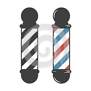 Barber Shop Pole. Vintage set. Vector.