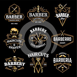 Barber Shop Vector Retro Emblems