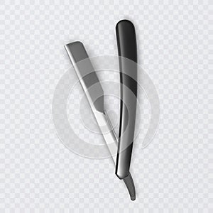Barber straight edge razor, realistic razor on transparent background