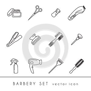 Barber tools icons set