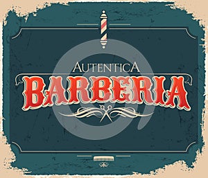 Barberia Autentica, Authentic Barbershop spanish text photo
