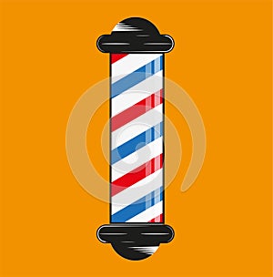 Barbers shop pole Icon Illustration design on a orange background