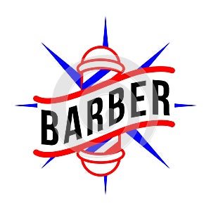 Barbershop banner logo design emblem oldschool with barberlamp