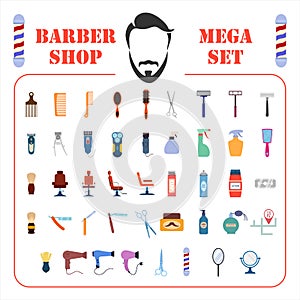 barbershop bir og mega set icon, isolated barbershop set sign icon, vector illustration