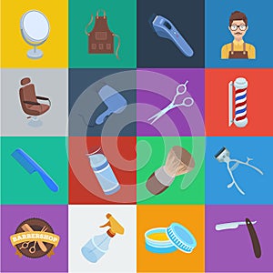 Barbershop and equipment cartoon icons in set collection for design. Haircut and shave vector symbol stock web