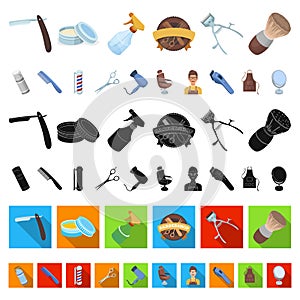 Barbershop and equipment cartoon icons in set collection for design. Haircut and shave vector symbol stock web