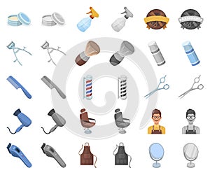 Barbershop and equipment cartoon,monochrom icons in set collection for design. Haircut and shave vector symbol stock web