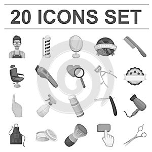 Barbershop and equipment monochrome icons in set collection for design. Haircut and shave vector symbol stock web