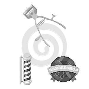 Barbershop and equipment monochrome icons in set collection for design. Haircut and shave vector symbol stock web