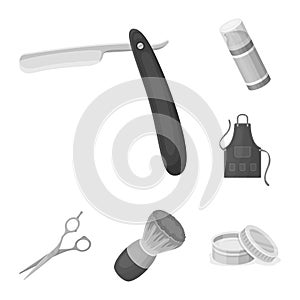 Barbershop and equipment monochrome icons in set collection for design. Haircut and shave vector symbol stock web