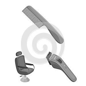 Barbershop and equipment monochrome icons in set collection for design. Haircut and shave vector symbol stock web