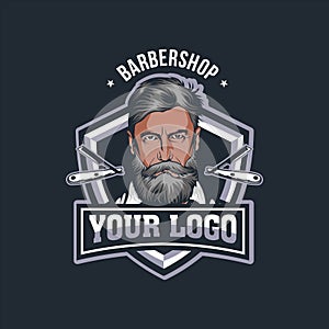 Barbershop logo design vector character