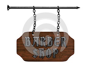 Barbershop old signboard 3d rendering