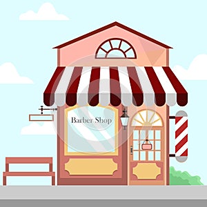 Barbershop Store Front Building Background Illustration
