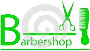 Barbershop symbol with scissors and comb