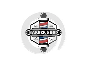 Barbershop Vintage barber pole Badge vector Logo design