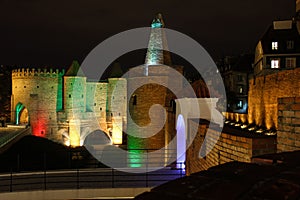 Barbican and castle walls. Warsaw. Poland.