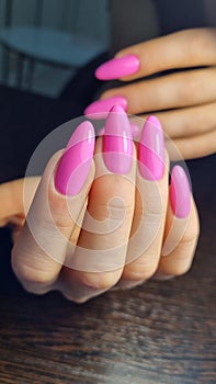 Barbie color nails for Halloween, pink color