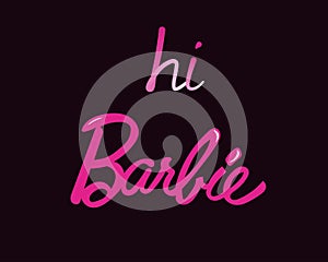 Barbie doll vector Pink vintage cartoon lettering