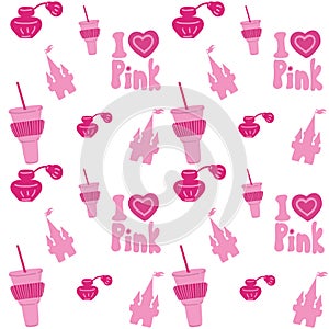 Barbie hand drawn seamless pattern vector