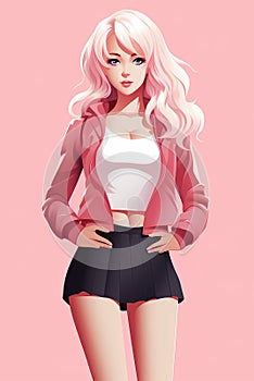 Barbie illustration isolated on pink back