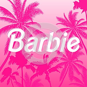 Barbie logo on a pink background,vector illustration