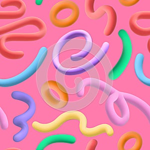 Barbie pink seamless pattern squiggly line 3d spiral. Girly girl birthday, baby shower or nursery wallpaper design