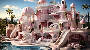 Barbie\'s Dream Villa. Created with Generative AI