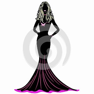 Barbie Vip Party Elegant Stylish Fashion Black and Pink Silhouette Vector Illustration isolated on white