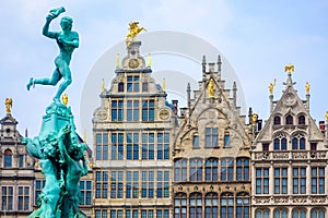 Barbo fountain and guild houses at Grote Markt in Antwerp, Belgium