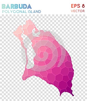 Barbuda polygonal map, mosaic style island.
