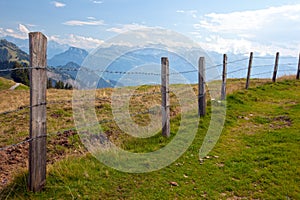 Barbwire fence in the Swiss countryside