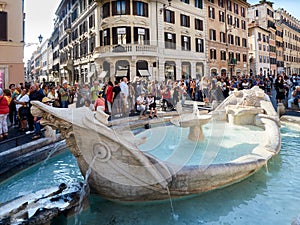 Barcaccia fountain Ugly Boat Piazza di Spagna Rome