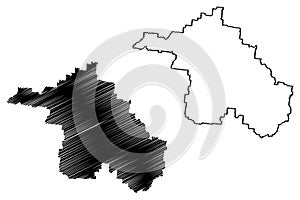 Barcaldine Region (Commonwealth of Australia, Queensland state) map vector illustration, scribble sketch Barcaldine map
