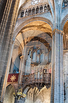 Barcelona, antique pipe organ of the Cathedral of the Holy creu