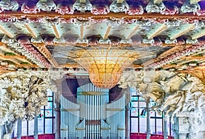 Stained-glass skylight, Palau de la Musica Catalana, Barcelona,