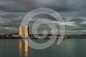 Barcelona, Barceloneta sunset after a storm