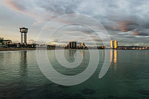 Barcelona, Barceloneta sunset after a storm