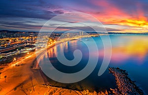 Barcelona beach on morning sunrise